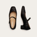 Dora Low Heels, black glitter